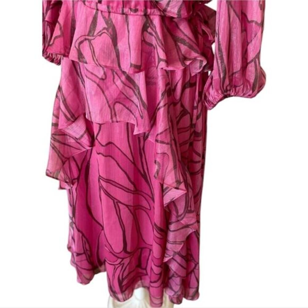 TED BAKER Victoir Shimmer Abstract Tie Back Pinafore Ruffle Dress 3 NWT $445 - Picture 8 of 13